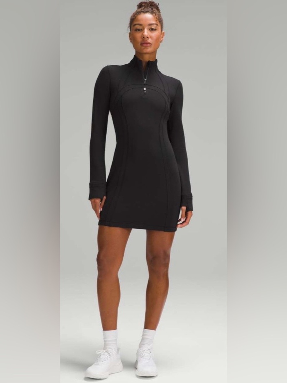Lululemon Define Long-Sleeve Black Zip-Front Active Luon Dress Size 4
